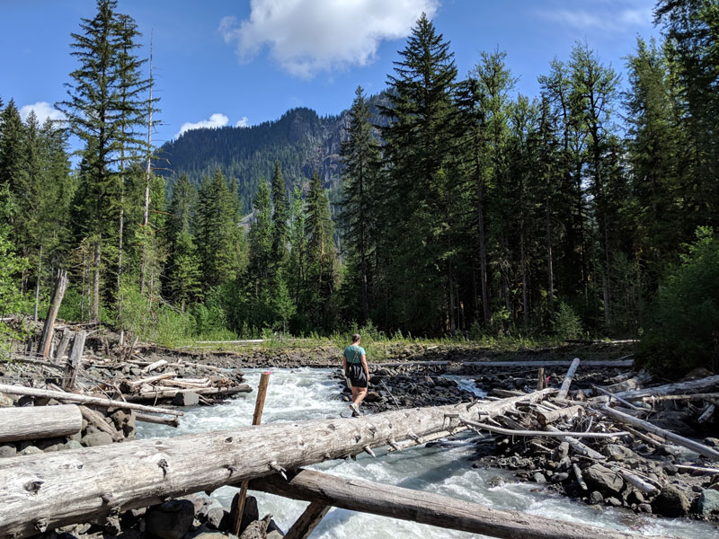 A makeshift bridge