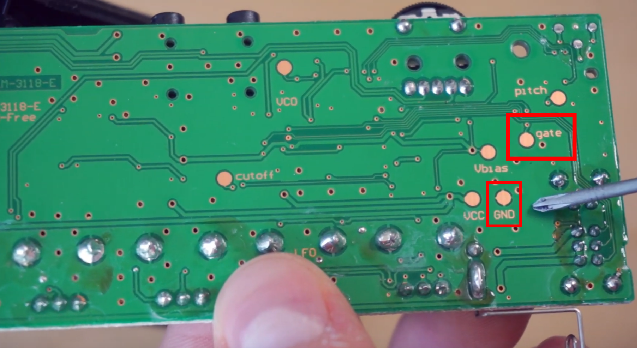This is the back of the Monotron PCB before you solder.