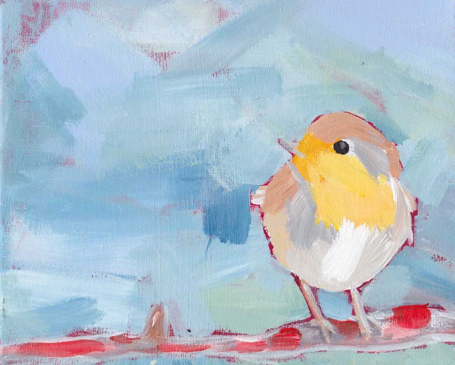 “European Robin” - acrylic on canvas, December 2017